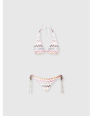 Missoni Bikini With Neck Tie And Adjustable Bottoms - White
