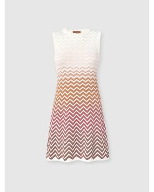 Missoni Sleeveless Chevron Dégradé Cotton And Viscose Mini Dress - White