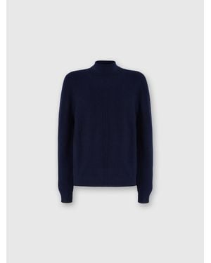 Missoni High-Neck Jumper With Tone-On-Tone Chevron Pattern - Blue