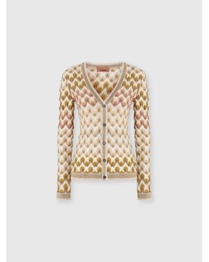 Missoni Slim Viscose Lamé Cardigan With Lace Motif - White