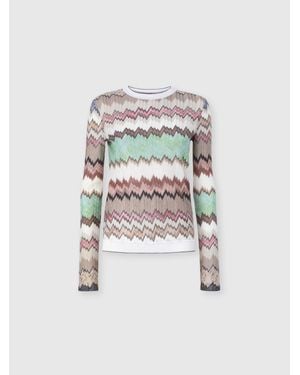 Missoni Viscose Lamé Crewneck Jumper With Contrast Trim - White