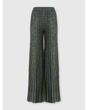 Missoni Ribbed Palazzo Pants With Sequins - Gray