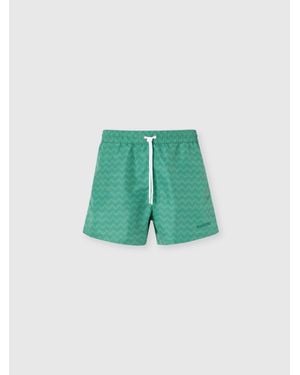Missoni Mid-Length Swim Shorts With Tone-On-Tone Zigzag Print - Green