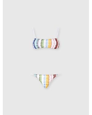 Missoni Zig Zag Tulle Bikini With Bandeau Top - White