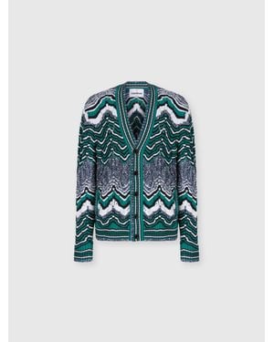 Missoni Striped Cotton-Blend Cardigan - Blue