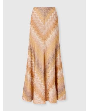Missoni Viscose Lamé Snake-Pattern Long Skirt - Natural