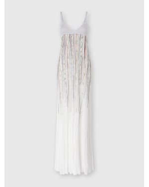 Missoni Sleeveless Flame-Effect Viscose Lamé Gown - White