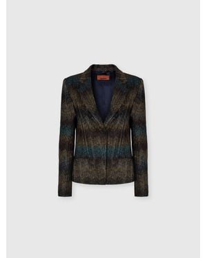 Missoni Slim Viscose Lamé Snake-Pattern Blazer - Black