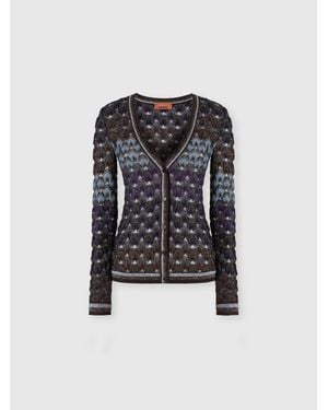 Missoni Slim Viscose Lamé Cardigan With Lace Motif - Multicolor