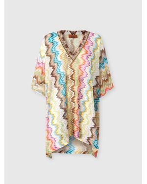 Missoni Short Kaftan With V-Neckline And Printed Pattern - White