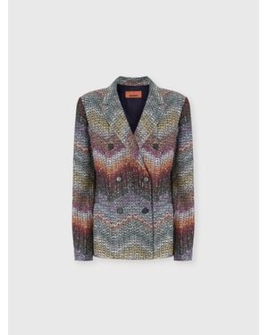 Missoni Double-Breasted Viscose Lamé Blazer With Sequins - Multicolor