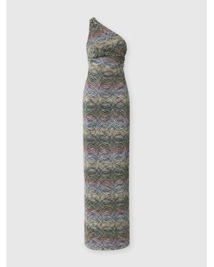 Missoni One-Shoulder Space-Dye Viscose Long Dress - White