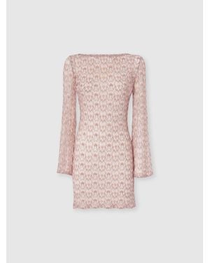Missoni Long-Sleeved Mini Cover-Up Dress - Pink