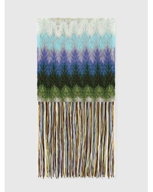 Missoni Schal Aus Viskose Mit Spitzenmotiv Und Fransen, Damen, Größe - Blau