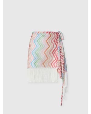 Missoni Wrap Mini Skirt With Zig Zag Print - White