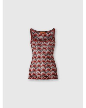 Missoni Viscose Tank Top With Round Neckline - Red