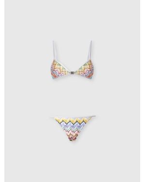 Missoni Viscose Lamé Bikini With Front-Closure Top - White