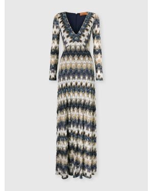 Missoni Long Lace Dress With V-Neckline - White