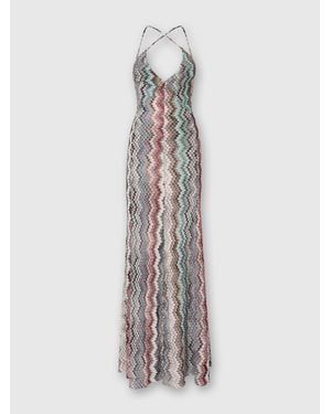 Missoni Long V-Neck Dress With Snake Pattern - White