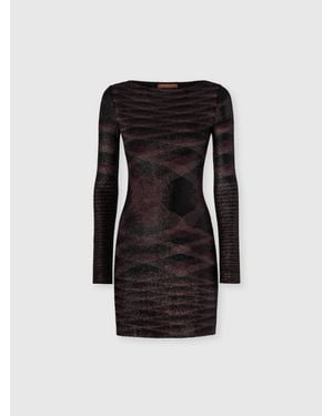 Missoni Minikleid Mit Langen Ärmeln Und Flammenmuster, Damen, Größe - Schwarz