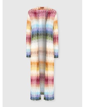 Missoni Long Cardigan With Dégradé Wave Motif - White