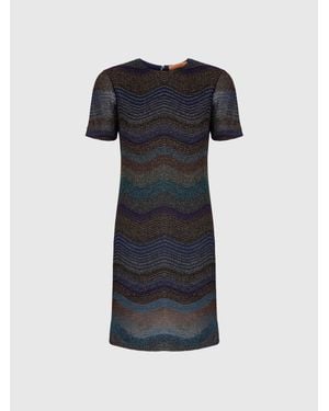 Missoni Mini Dress With Wide Wave Motif - Black