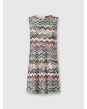 Missoni Crew Neck Mini Dress With Snake Pattern - Gray