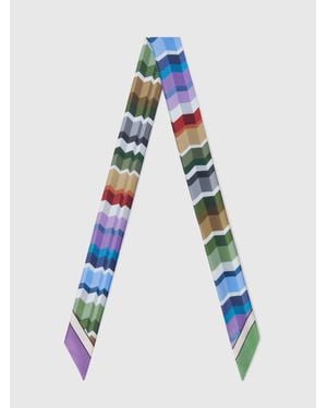 Missoni Pure Silk Multipurpose Headband With Print And Logo - Blue