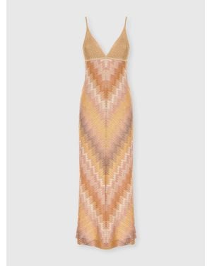 Missoni Viscose Lamé Gown With Deep Neckline - White