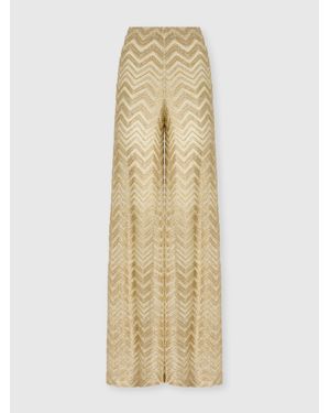Missoni Wide Fishnet Trousers With Zigzag Pattern And Sequins - Metallic