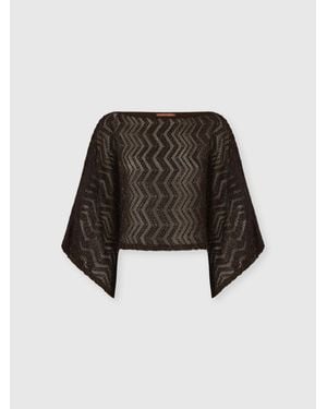 Missoni Zigzag Mesh Top With Sequins And Wide Sleeves - Black