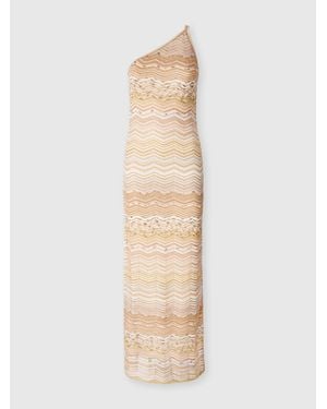 Missoni Metallic Chevron One-Shoulder Maxi Dress - White