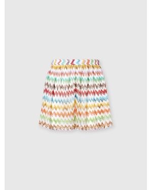 Missoni Viscose Lamé Shorts With Micro Zigzag - White
