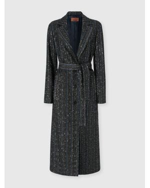 Missoni Striped Lamé Knit Duster Coat - Black