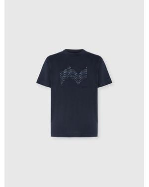 Missoni Short Sleeve T-Shirt With Geometric Zigzag Insert And Logo - Blue