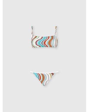 Missoni Bikini Bandeau À Motif Vague Lamé, Femme, Taille - Blanc