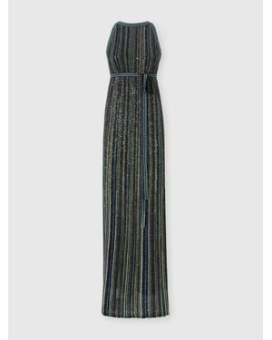 Missoni Long Striped Knit Dress With Sequins - White