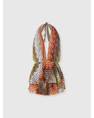 Missoni Short Cover-Up With Greek Motif And Open Back - White