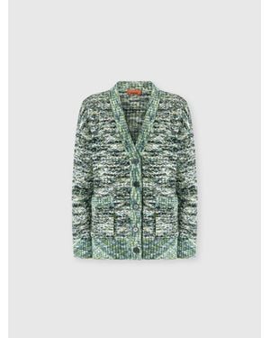 Missoni Oversized Cardigan With Patch Pockets And 3D Construction - Green
