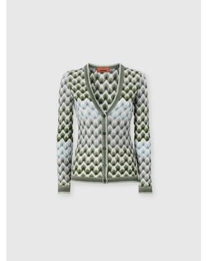 Missoni Slim Viscose Lamé Cardigan With Lace Motif - Multicolor