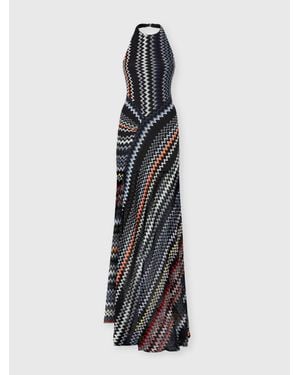 Missoni Viscose And Cotton Gown With Halter Neck And Slit - White