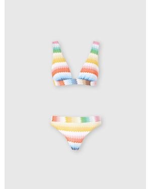 Missoni Bralette Bikini With Dégradé Zigzag Pattern - White