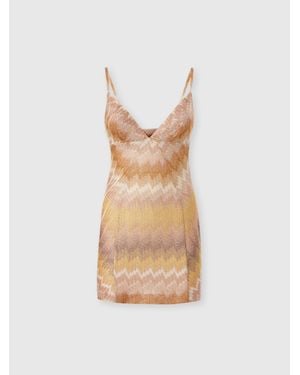 Missoni Mini-Robe Sans Manches En Viscose Lamé À Décolleté Profond, Femme, Taille - Blanc
