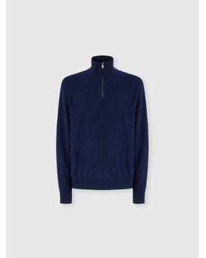 Missoni Half-Zip Sweater With Tone-On-Tone Zigzag Pattern - Blue