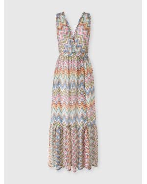 Missoni Langes Cover-Up-Kleid Aus Tüll Mit Zig Zag-Muster, Damen, Größe - Weiß