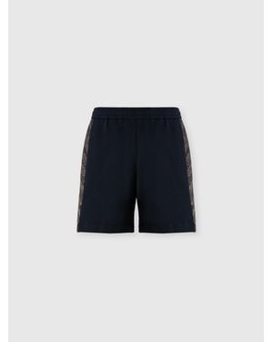 Missoni Cotton Fleece Shorts With Zigzag Insert - Blue