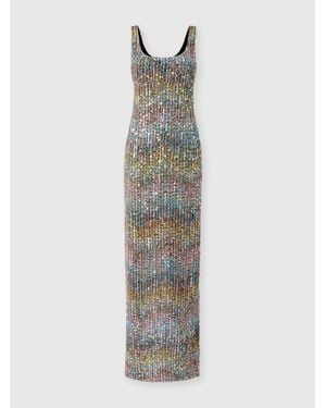 Missoni Sleeveless Long Dress With Zigzag Texture - White