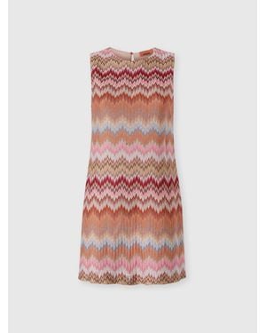Missoni Sleeveless Viscose Chevron Mini Dress - White
