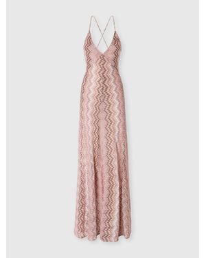 Missoni Long Viscose Dress With Snake Motif, & Multicolored - Pink