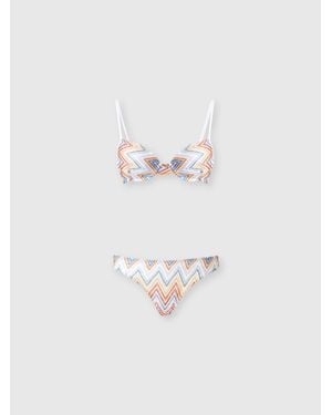 Missoni Zig Zag Printed Fabric Bikini With Balconette Top - White